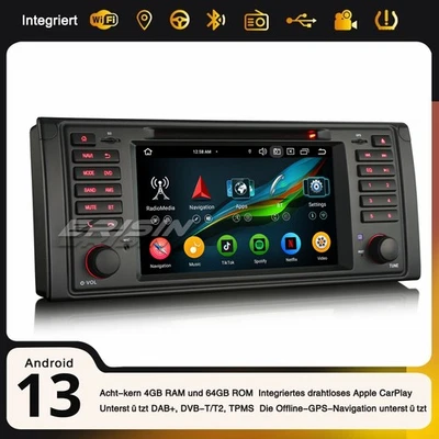 64GB Android 14 DAB+ Autoradio 8-Kern Navi BMW 5er E39 M5 WiFi OBD2 DSP CarPlay - Bild 1 von 4
