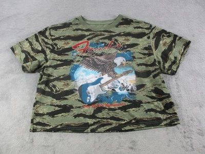 Camiseta Fender Feminina XL Verde Camuflagem Águia Guitarra Elétrica Gráfica Mad Engine - Imagem 1 de 4