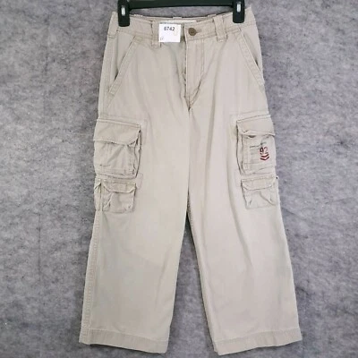 Pantalones cargo Abercrombie niños jóvenes medianos caqui envejecido cordón cintura Foto 1 de 4