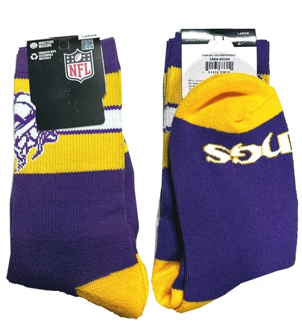 MINNESOTA VIKINGS TEAM COLOR MENS CREW SOCKS LARGE (10-13) FREE SHIPPING Cover