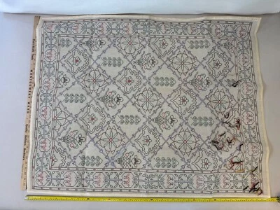 Handpainted Rug Canvas Needlepoint Caucasian Persian Kilim 46x37" - Image 1 of 4
