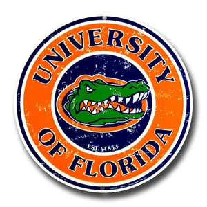 FLORIDA GATORS 12" ROUND METAL FLORIDA GATORS MAN CAVE SIGN UNIVERSITY - Picture 1 of 1