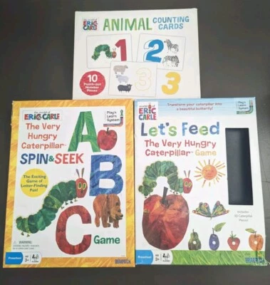 The Very Hungry Caterpillar Board Games Lot of 3 Spin Seek Lets Feed Puzzle Eric - Image 1 of 4