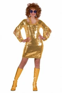 Sequined Studio 64 , "Gold Finger" Disco Dress - Picture 1 of 1