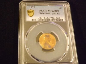 1972 One Cent DDO PCGS MS 66 RB - Picture 1 of 2