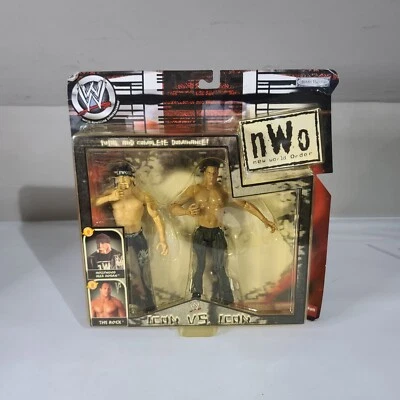 Juego de figuras de lucha libre WWE Icon vs Icon Hulk Hogan The Rock 2 NWO JAKKS 2002 Nuevo Foto 1 de 2