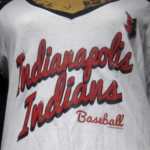 INDIANAPOLIS INDIANS baseball sexy V-neck '47 tee Batter Up juniors T shirt XL Cover
