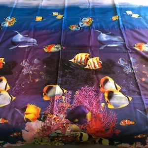 Tropische Fische und Korallen Fensterabdeckung umgebaut aus Duscheinlage jetzt 54x70" - Bild 1 von 8