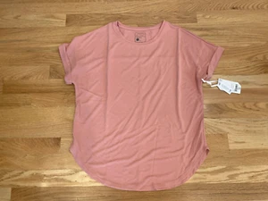 Womens Stylus Oversized 80s Short Dolman Sleeve Knit Tee Tunic Top Salmon Pink S - Picture 1 of 7