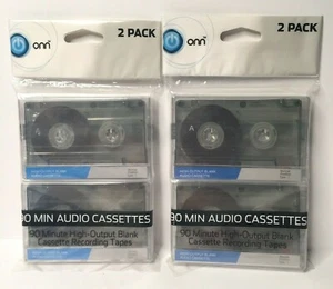 ONN 90 Minute Audio Cassette Tapes Blank 2 Tapes per pack - 2 packs -Total of 4 - Picture 1 of 11