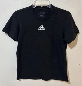 Adidas T-Shirt Womens Small Black Short Sleeve Logo Graphic Regular Fit - Picture 1 of 6