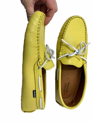 Mocasines Atlanta Mocasín de Cuero Amarillo para Mujer 38 M EE. UU. 8 NUEVO Foto 1 de 4