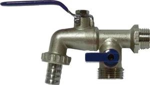 GARDEN FAUCET 1/2""X3/4"" DOUBLE OUTPUT HITCH HOSE/PROGRAMMER IRRIGATION - Picture 1 of 1