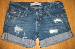 Pantalones Cortos de Jean HOLLISTER Mujer Junior Tiro Bajo Destruido Puños Denim Azul 0/24 - Imagen 1 de 5