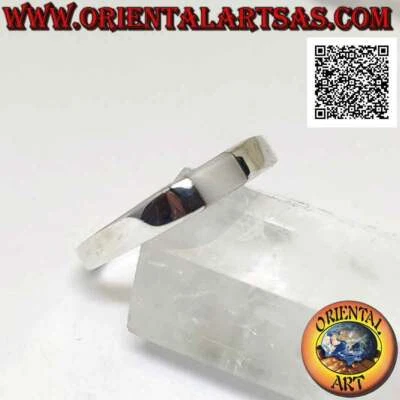 Anello in Argento 925‰ liscio con piccola madreperla rettangolare centrale a fil - Immagine 1 di 2