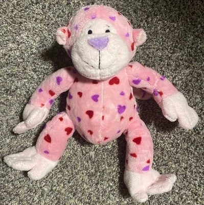 Ganz Webkinz Love Monkey Plush HM 343 NO CODE Stuffed Animal Hearts Pink #D-25 - Image 1 of 3