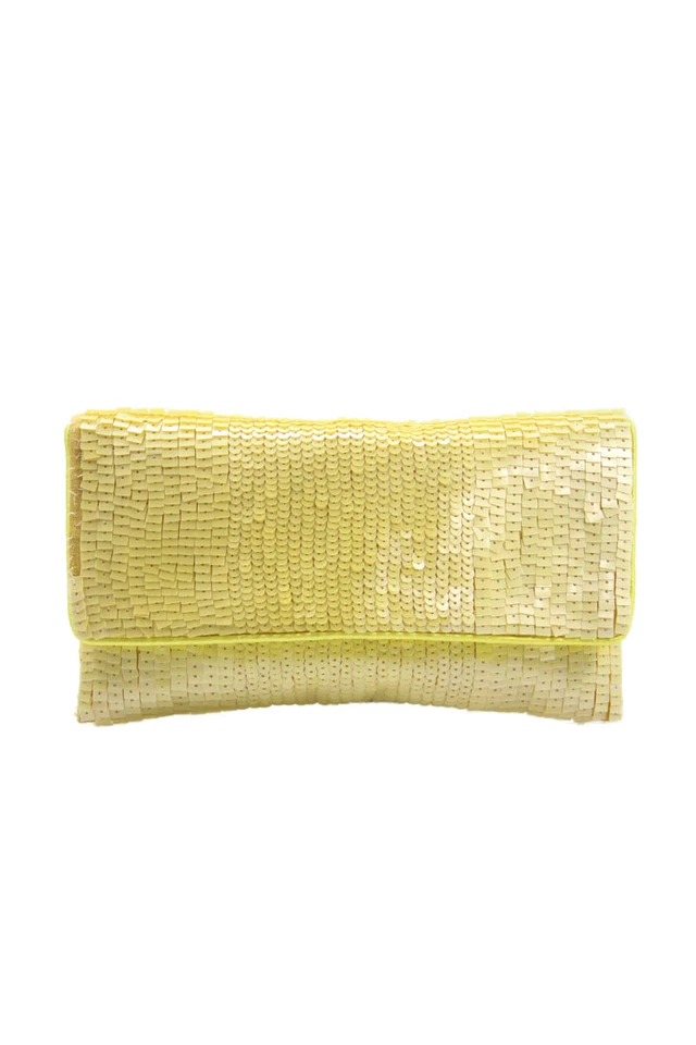 Roberta Freymann Women's Magnetic Closure Sequin Clutch Yellow Handbag - image 1 of 4