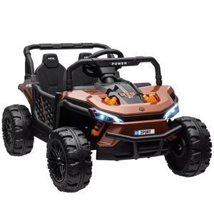 AIYAPLAY Kids Ride on Car, 12V Electric Truck w/ Horn, Lights, USB, Brown - Picture 1 of 11
