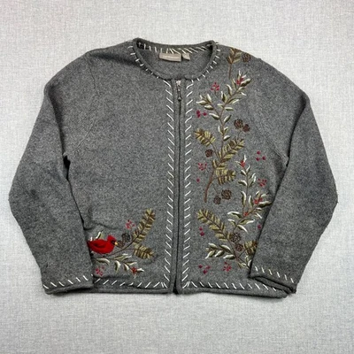 Suéter Cárdigan Croft & Barrow Petite L Cardinal Piña Bordado Cremallera De Colección Foto 1 de 4