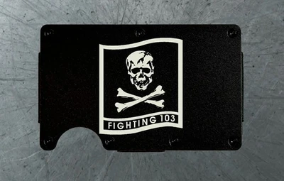 VFA-103 Squadron Jolly Rogers Slim Thin Metal RFID Blocking Minimalist Wallet - Image 1 of 4