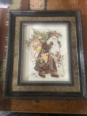 Signed Peggy Abrams Customer Framed “Toys in the Tow” Old World Santa - Image 1 of 4