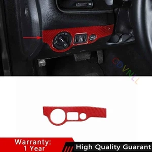 For Dodge Challenger Red Real Carbon Fiber Headlight Button Frame Button Trim 1X - Picture 1 of 9