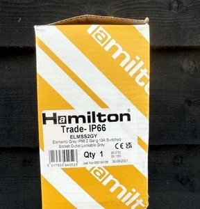 Outside IP66 double socket in grey which is lockable Hamilton socket - Picture 1 of 3