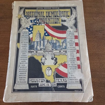 Libro oficial del programa de recuerdos de la Convención Nacional Demócrata de 1928 Houston, Tx - Imagen 1 de 4
