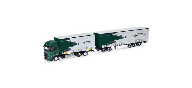 Herpa 319607 - 1/87 Iveco S-WAY Gardinenplanen-Hängerzug " Spedizione Nero " - Immagine 1 di 1
