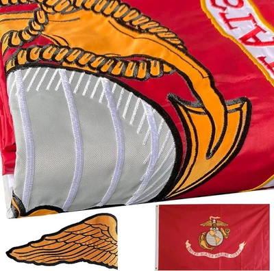 Bandera bordada de doble cara del Cuerpo de Marines 3X5 pies al aire libre - 3 capas resistente 300D N Foto 1 de 4