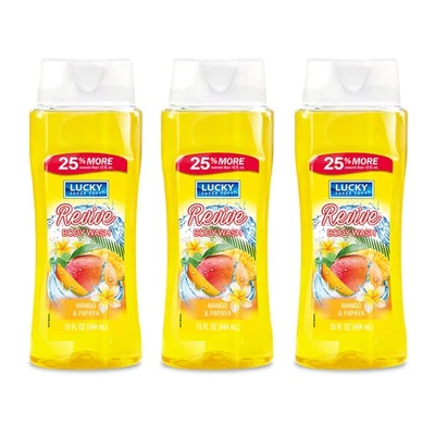 Jabón corporal Lucky Super Soft Revive. Aroma a mango y papaya. 15 fl.oz. Pack de 3 Foto 1 de 4
