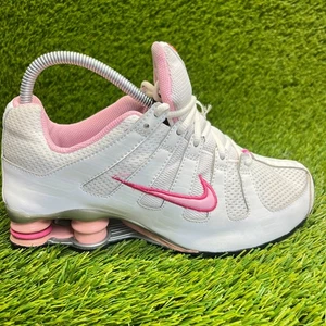 Nike Shox Girls Size 6Y White Pink Athletic Running Walking Shoes Sneakers - Picture 1 of 10