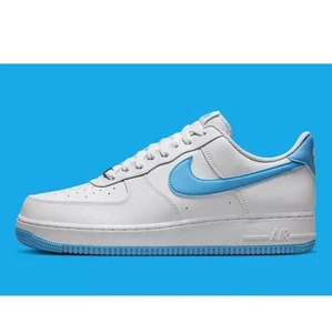 Nike Sz 10.5 Air Force 1 '07 Low White Aquarius University Blue UNC FQ4296-100 - Picture 1 of 13