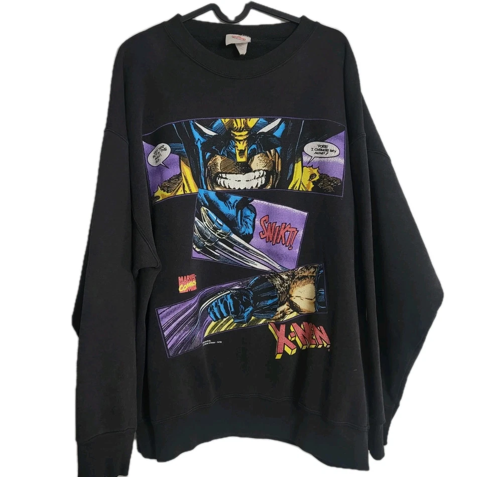 Sudadera rara vintage años 90 Marvel X-Men Wolverine tira cómica cuello redondo 1994  Foto 1 de 4