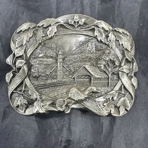 Country Bridge Home Church Duck Mountain Pewter 1986 Belt Buckle O-40 Siskiyou - Picture 1 of 19