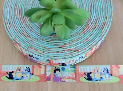 7/8” (1 YD) Blue Dog Grosgrain Ribbon TV Character Ribbon Blue Dog Livingroom - Image 1 of 3