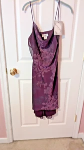 Alyn Paige Vintage 90’s Asymmetrical Purple Floral Slip Dress Size 7/8 - Picture 1 of 4
