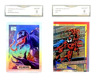 Lot Of Venom And Carnage Cards Both Graded GMA 8 - Picture 1 of 2