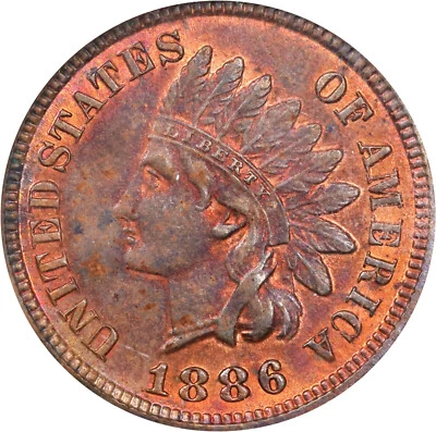 Indian Head Cent 1886 Type I Obverse. Rare/Key Date. NGC MS-65 Red and Brown!!! - Image 1 of 4
