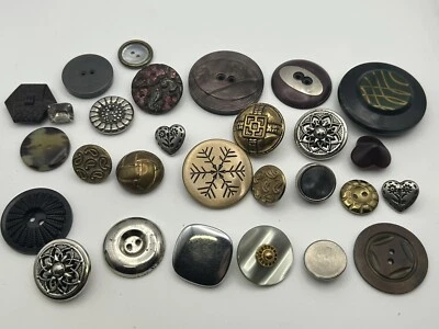 Antiguo lote vintage de botones cuadro de metal esmalte victoriano 29 piezas Foto 1 de 4