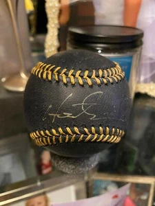 HIDEKI MATSUI 2009 WS MVP WSC NEW YORK YANKEES SIGNED AUTO OML BLACK BASEBALL - Picture 1 of 3