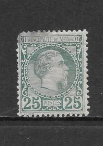 MONACO SCOTT 6 MH F/VF - 1885 25c GREEN ISSUE - PRINCE CHARLES III    CAT $700 - Picture 1 of 2