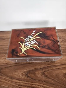 Lucite Enameled Flower Vanity Box/ Tissue Box - Picture 1 of 3