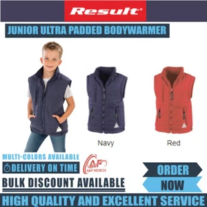 Result Junior Ultra Padded Bodywarmer Microfibre Windproof Plain Outdoor RE88J - Picture 1 of 7