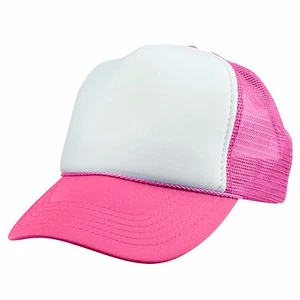 Youth Trucker Hat Ball Cap Mesh Kids Blank Plain S XS Red Blue Gray Black White - Picture 1 of 110