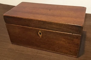 MAHOGANY TEA CADDY - NO LIDS OR ZINC LINERS - LOCK, NO KEY - REPURPOSE. - Picture 1 of 5