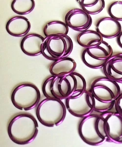 50 x Purple Coloured Aluminium Open Jump Rings - Size 4x1mm. - Picture 1 of 4