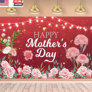 Happy Mother'S Day Banner, 71In X 43In, Pink, Mother'S Day Party Decoration, Ind - Picture 1 of 6