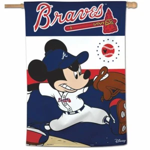 ATLANTA BRAVES MICKEY MOUSE DISNEY 28"X40" BANNER VERTICAL FLAG WINCRAFT ๐ - Picture 1 of 1