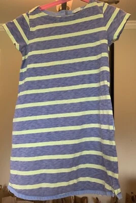 J Crew Crewcuts Girls Dress Blue Green Striped Size 6-7 - Изображение 1 из 4